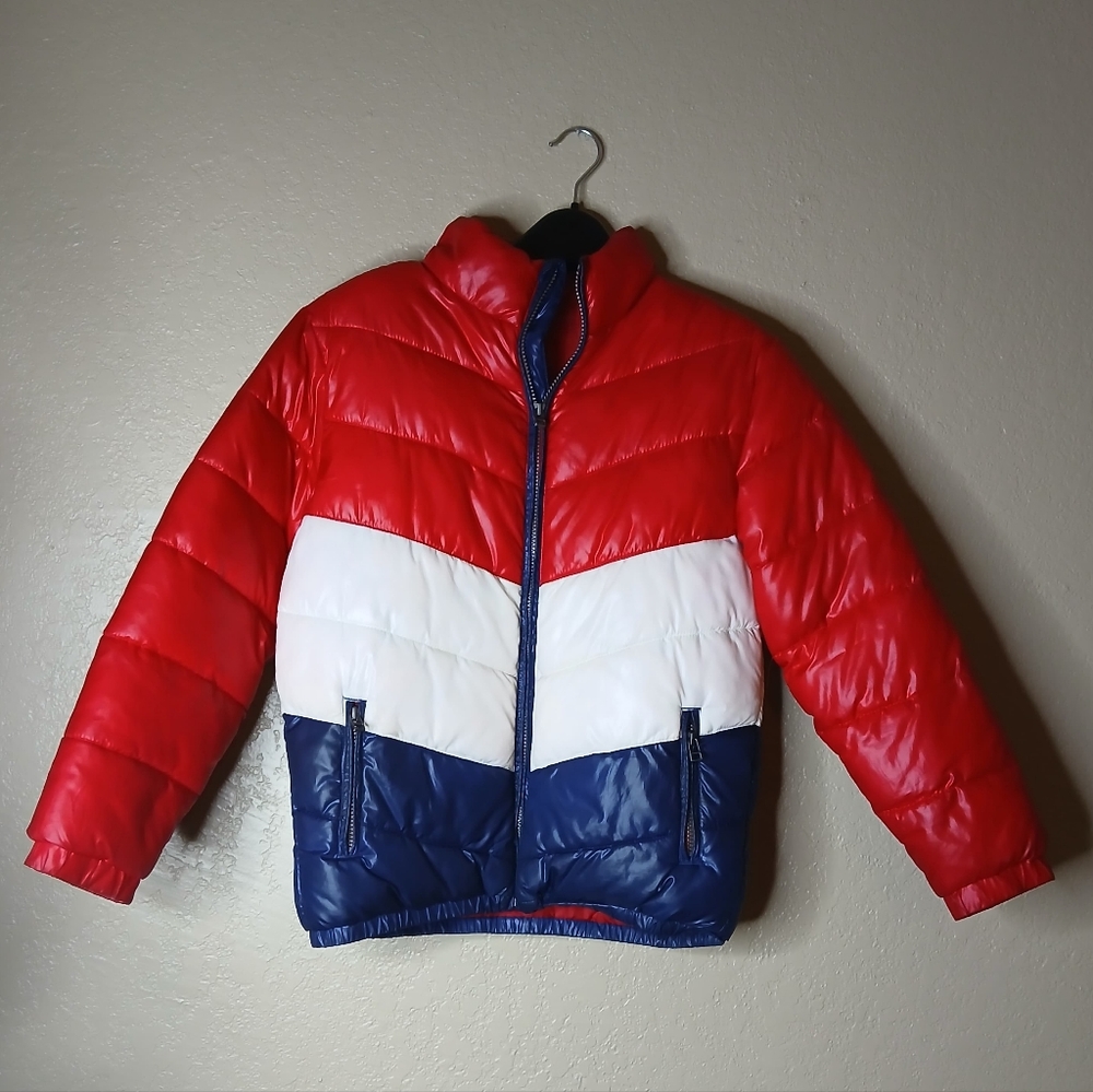 Crazy 8 Boys Red White Blue Puffer Jacket Size L (10–12)